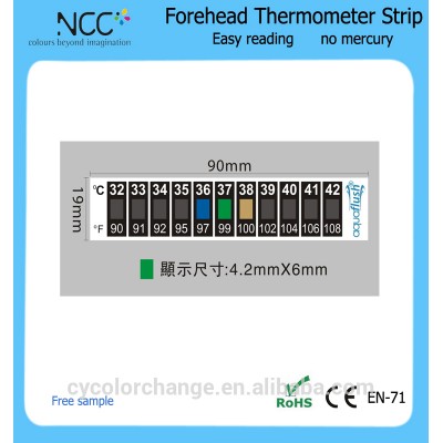 reusable feverscan forehead temperature thermometer strip with liquid crystal display