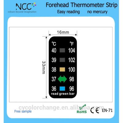 reusable feverscan forehead temperature thermometer strip with liquid crystal display