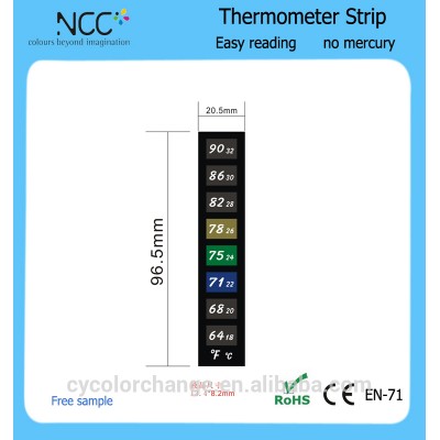 Customer LOGO Liquid crystal aquarium thermometer strips with self adhesive sticker