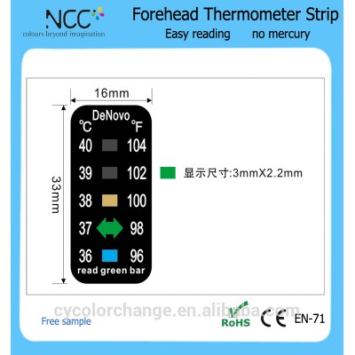 Factory price OEM LCD feverscan liquid crystal forehead thermometer strip with sticker