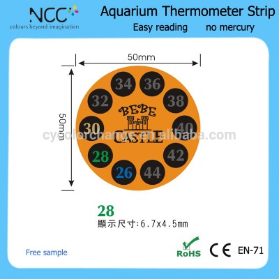 Easy reading aquarium thermometer sticker with self adhesive sticker