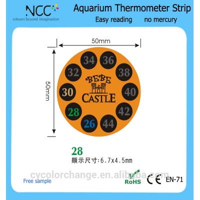 Plastic PET customer logo reusable lcd strip aquarium thermometer with sticker